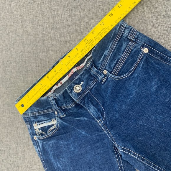 Amethyst Jean Blue Denim Shorts Low Rise Cuffed‎ Acid Washed 98% Cotton Size 3 - Picture 7 of 16